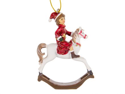 Цена: Елочное украшение "Девочка на коне" 8 см