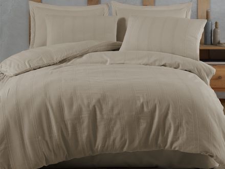 Цена: Комплект постельного белья "Aura beige" ранфорс жаккард евро 200x220 + 4н.50x70 см