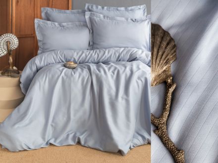 Цена: Комплект постельного белья "Ellie blue" голубой,бамубк сатин жаккард евро 200х220 см +2 н.50х70 см