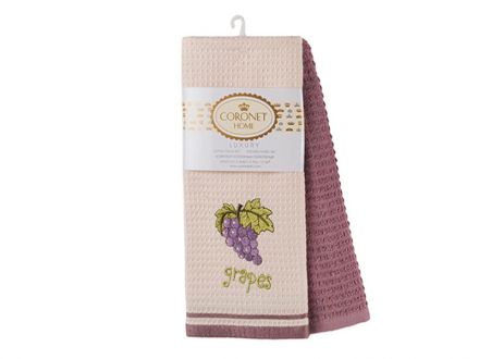 Цена: Набор полотенец кухонных с вышивкой "Grapes" кремовый/розовый 40x60 см (2 шт)