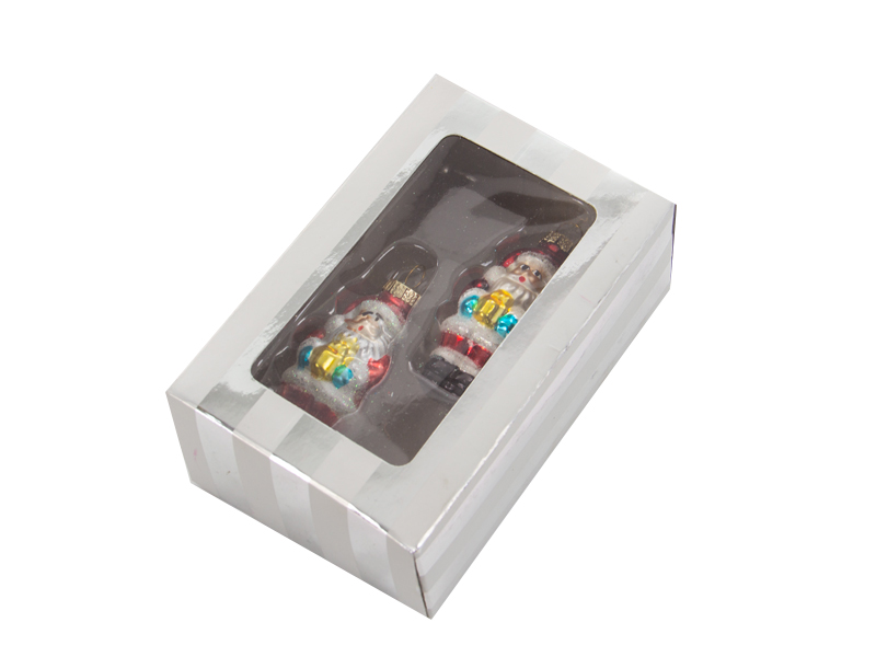 Стеклянные новогодние фигурки в ассортименте в подарочной коробке 5-8 см