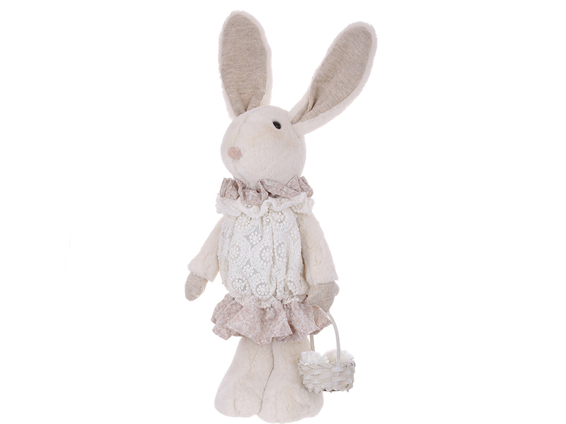 Декоративная мягкая игрушка Зайчиха в кружевном платье 22х14.5х53 см