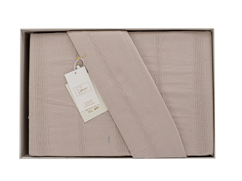 Комплект постельного белья "Aura beige" ранфорс жаккард евро 200x220 + 4н.50x70 см