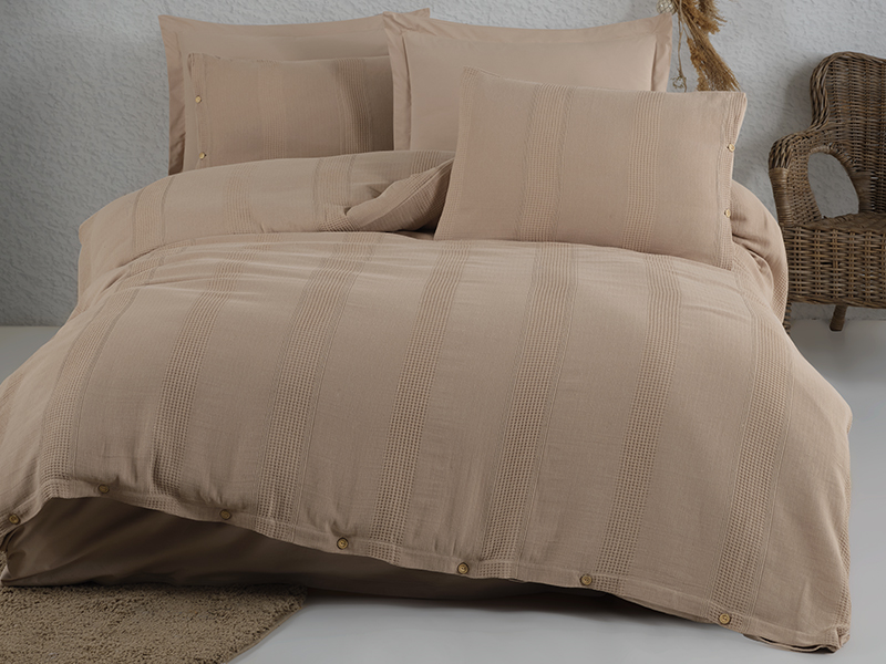 Комплект постельного белья "Bryno beige" ранфорс жаккард евро 200x220+4н.50x70 см