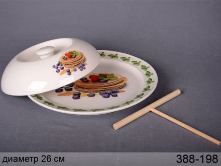 Ціна: Блюдо для млинців Ягідне свято з кришкою і лопаткою, 26 см