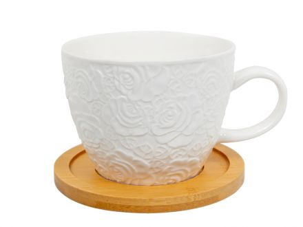 Цена: Чашка на бамбуковой подставке 450мл