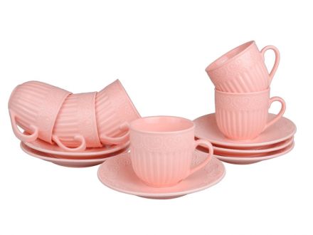 Цена: Чайный набор "Ажур" 12 предметов 250мл розовый