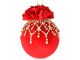 Елочный шар с ажурным украшением "Красный маскарад" 10см