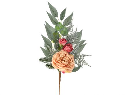 Ціна: Декоративна гілочка з морозної трояндою 55см