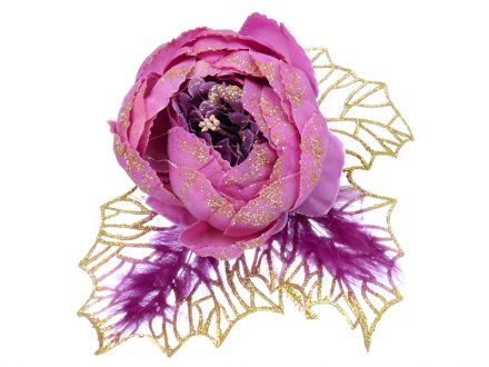 Цена: Елочное украшение цветок с бордовыми перьями "Бордовая феерия"