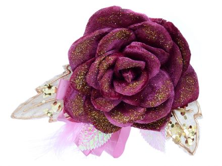 Цена: Елочное украшение цветок с розовыми перьями "Бордовая феерия"