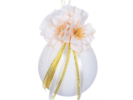 Цена: Елочный шар с цветочной композицией "Шампань" 10см