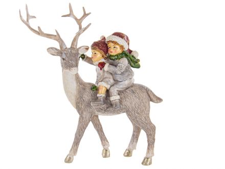 Ціна: Фігурка декоративна Діти на олені 10,5 см