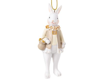 Ціна: Фігурка декоративна Кролик з кошиком 10см