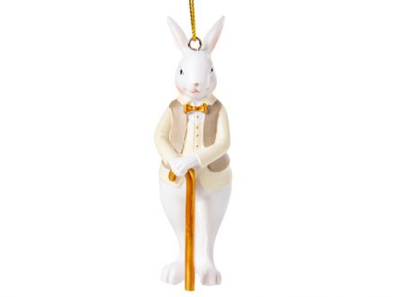 Ціна: Фігурка декоративна Кролик з тростиною 10см