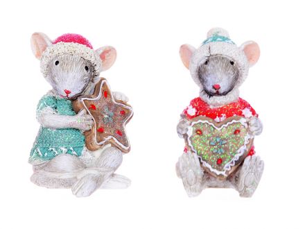 Ціна: Фігурка декоративна Мишка з пряником 5,5х5,5х8см