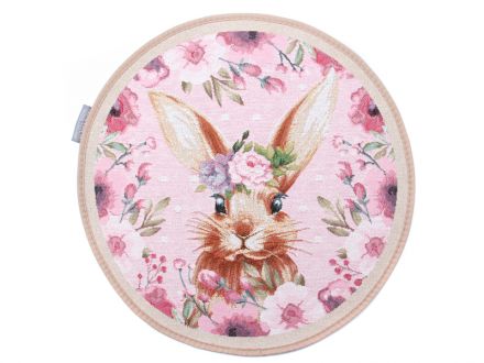 Ціна: Гобеленова серветка Кролик 36см рожева