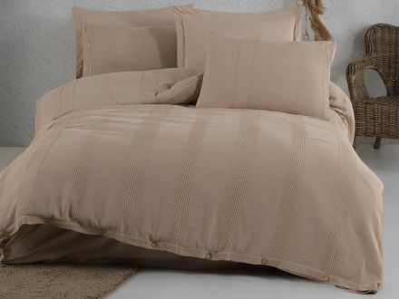 Цена: Комплект постельного белья "Bryno beige" ранфорс жаккард евро 200x220+4н.50x70 см