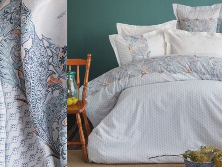Цена: Комплект постельного белья "Grace blue" ранфорс принт евро 200х220 см +2 н.50х70 см
