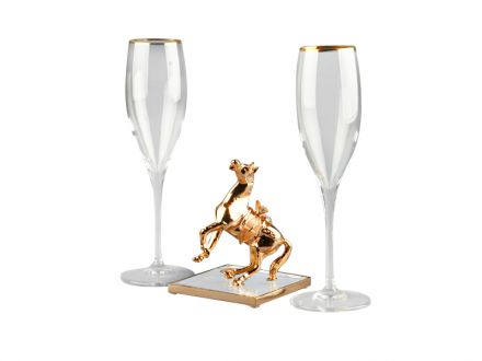 Ціна: Набір бокалів для шампанського із 2 шт. 250 мл з фігуркою Кінь 13 см