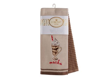 Ціна: Набір кухонних рушників з вишивкою Coffee time V3 кремовий/коричневий 40x60 см (2 шт)