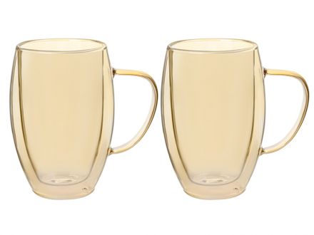 Цена: Набор из 2 чашек с двойными стенками le glass "Amber" 380 мл 13 см