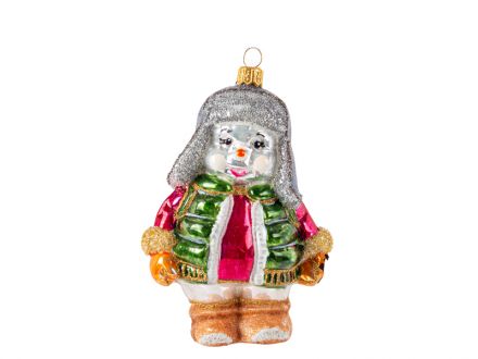 Цена: Новогодняя игрушка "Снеговик  в пуховичке"