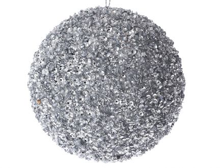Ціна: Різдвяна куля з глітером срібло, пінопласт 10см