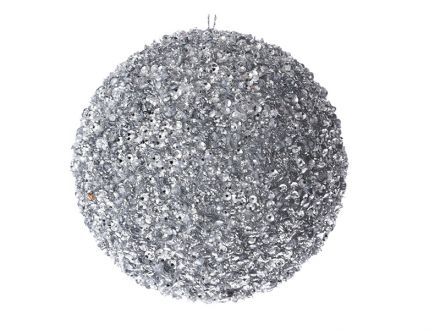 Ціна: Різдвяна куля з глітером срібло, пінопласт 8см