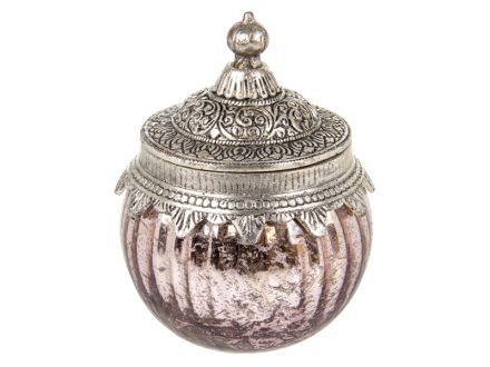 Ціна: Скляна декоративна банка з металевою кришкою 14,5x10см рожева