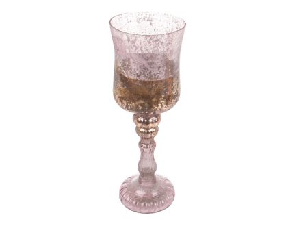 Ціна: Скляний свічник декоративний 32x11см рожевий