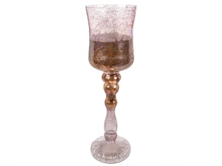Ціна: Скляний свічник декоративний 38x11см рожевий