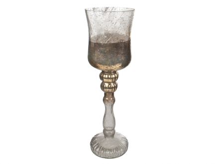 Ціна: Скляний свічник декоративний 38x11см сірий