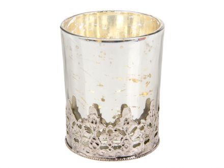 Ціна: Скляний свічник декоративний з металевою підставкою 8x9 см