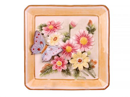 Ціна: Тарілка декоративна Метелик з маргаритками 21 см