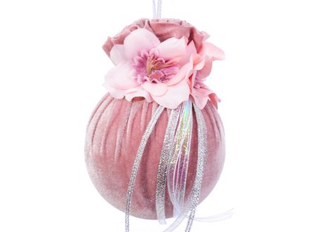Ціна: Ялинкова куля Ø 10 см з квітковою симетрією Рожева перлина