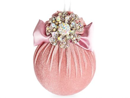 Ціна: Ялинкова куля Ø 10 см з срібною брошкою Рожева перлина