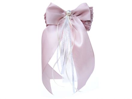 Ціна: Ялинкова прикраса Бант атласний з перлиною Рожева перлина