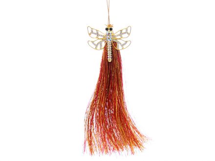 Ціна: Ялинкова прикраса червоно-золотий пензлик з стрекозою 13 смЧервоний маскарад